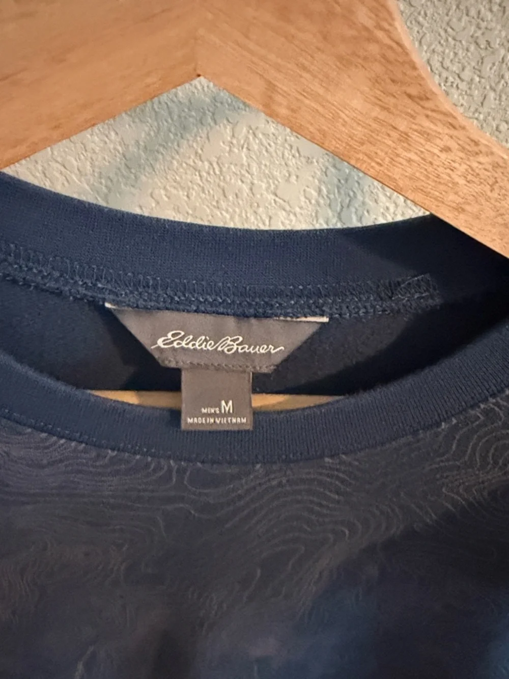 Eddie Bauer Navy Crewneck Sweater with Topographic Print - Picture 3 of 3